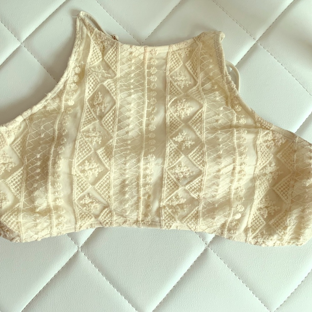 Cage back swimsuit top